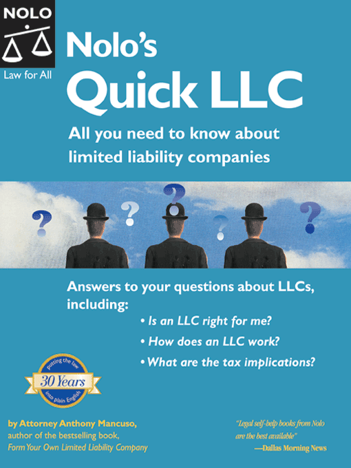 Title details for Nolo's Quick LLC: All You Need to Know About Limited Liability Companies by Anthony Mancuso - Available